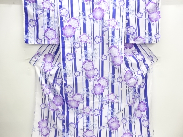 JAPANESE KIMONO / STRIPED / CHERRY BLOSSOMS / HAGI PATTERN YUKATA